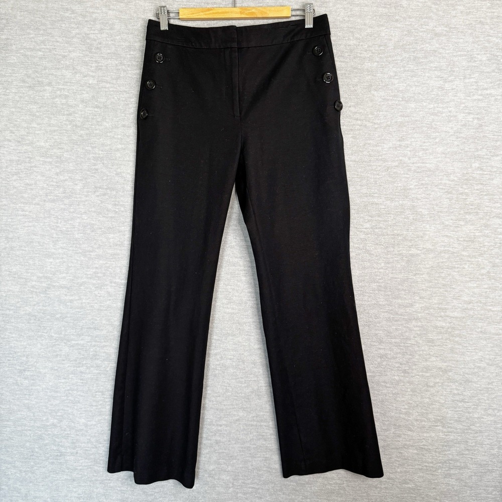 Ann Taylor Factory‎ Sailor Button Wide Leg Pants Black Women's Size 6 Dress